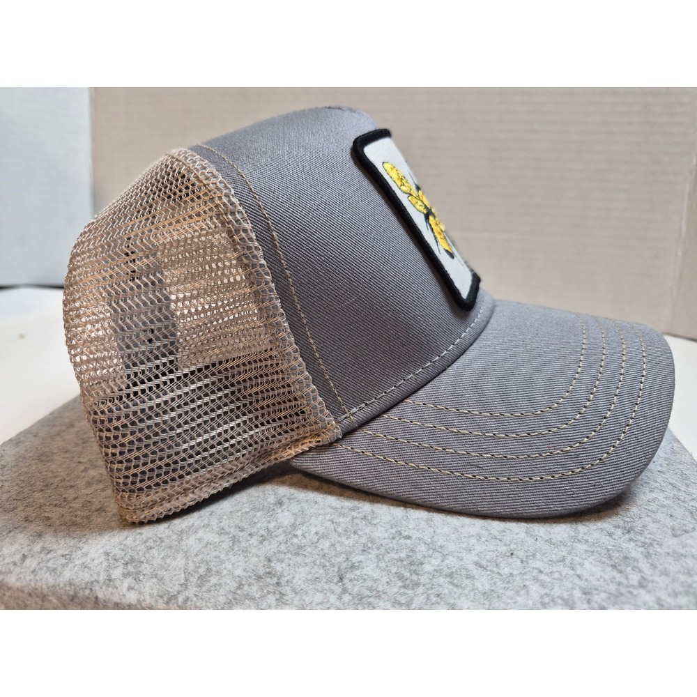Goorin Bros The Farm Queen Bee Trucker Hat Gray Tan Mesh Snapback Cap - Picture 13 of 15